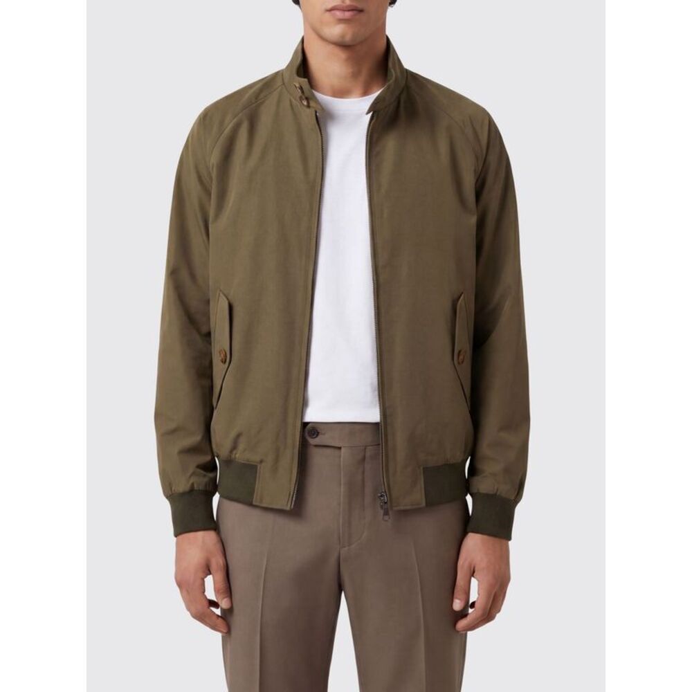 Baracuta Cotton Blend Bomber Jacket With High Collar And Zip Closure